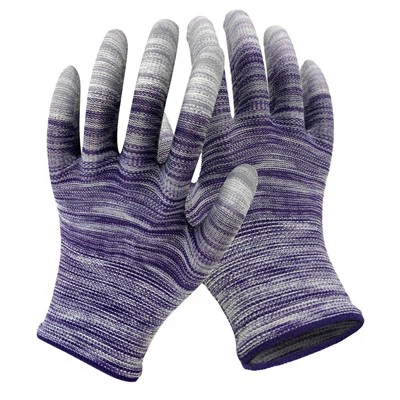 Sarung tangan berlapis jari abu -abu bergaris